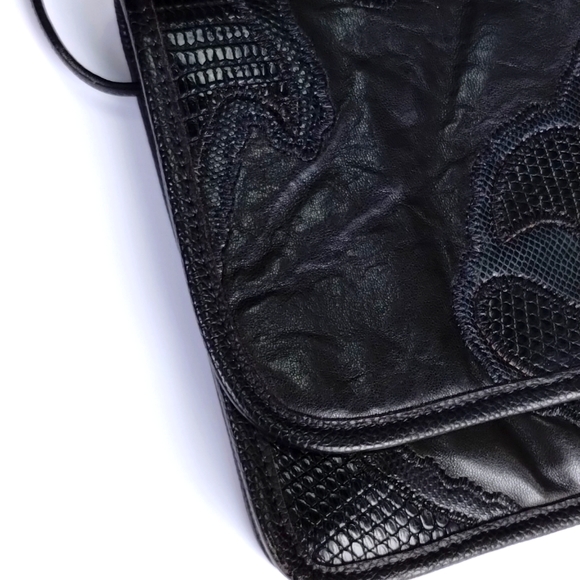 Carlos Falchi Authentic Vintage black leather convertible clutch purse - Picture 3 of 10